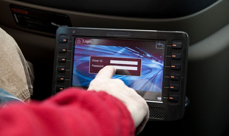 A trucker uses a ELD to track a freight shipment