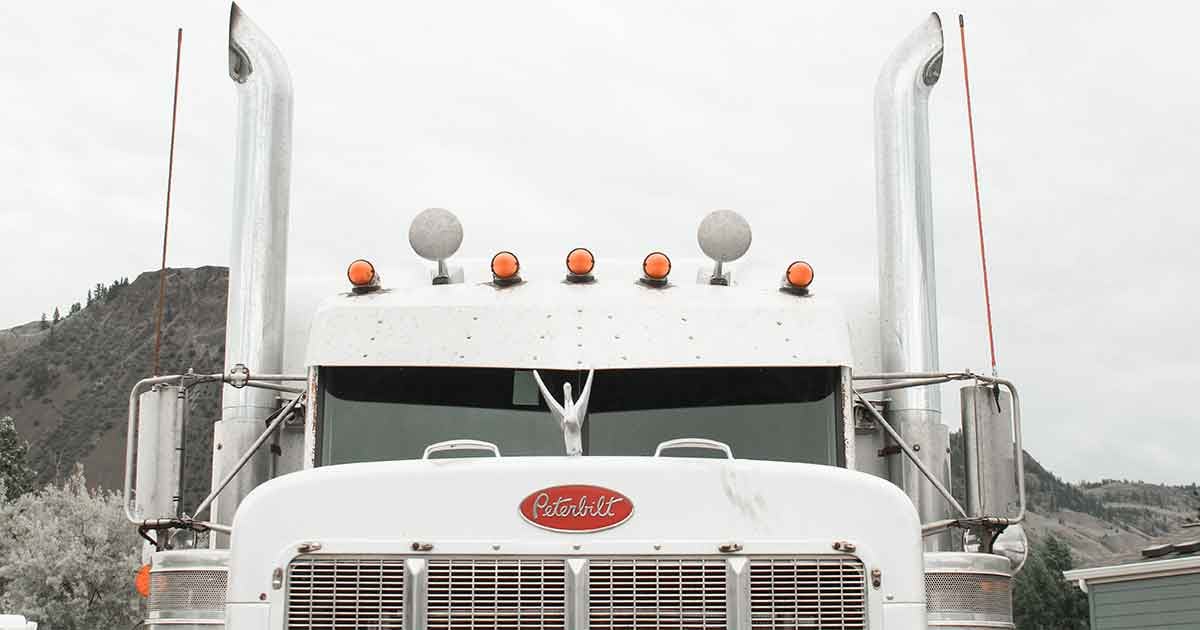 White peterbilt semi tractor