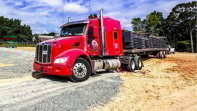 Red truck with flatbed-1