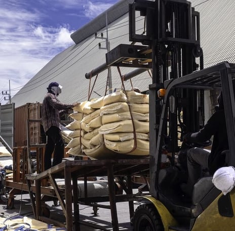 Forklift loading sugar