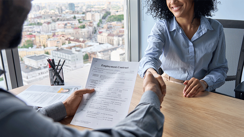 Employment Contract Handed To Job Candidate