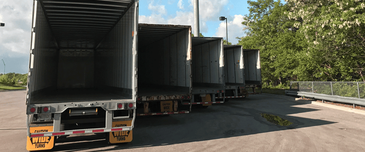 Dry Van Trailers In a Row