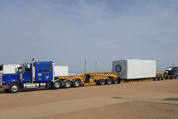 An ATS truck hauling a 12-axle heavy haul trailer combination