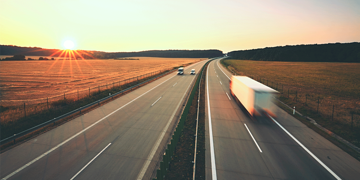 A highway at sunrise