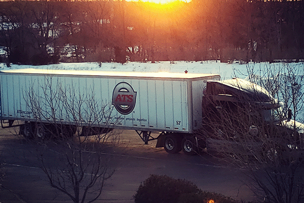 Dry van in transit to drop off