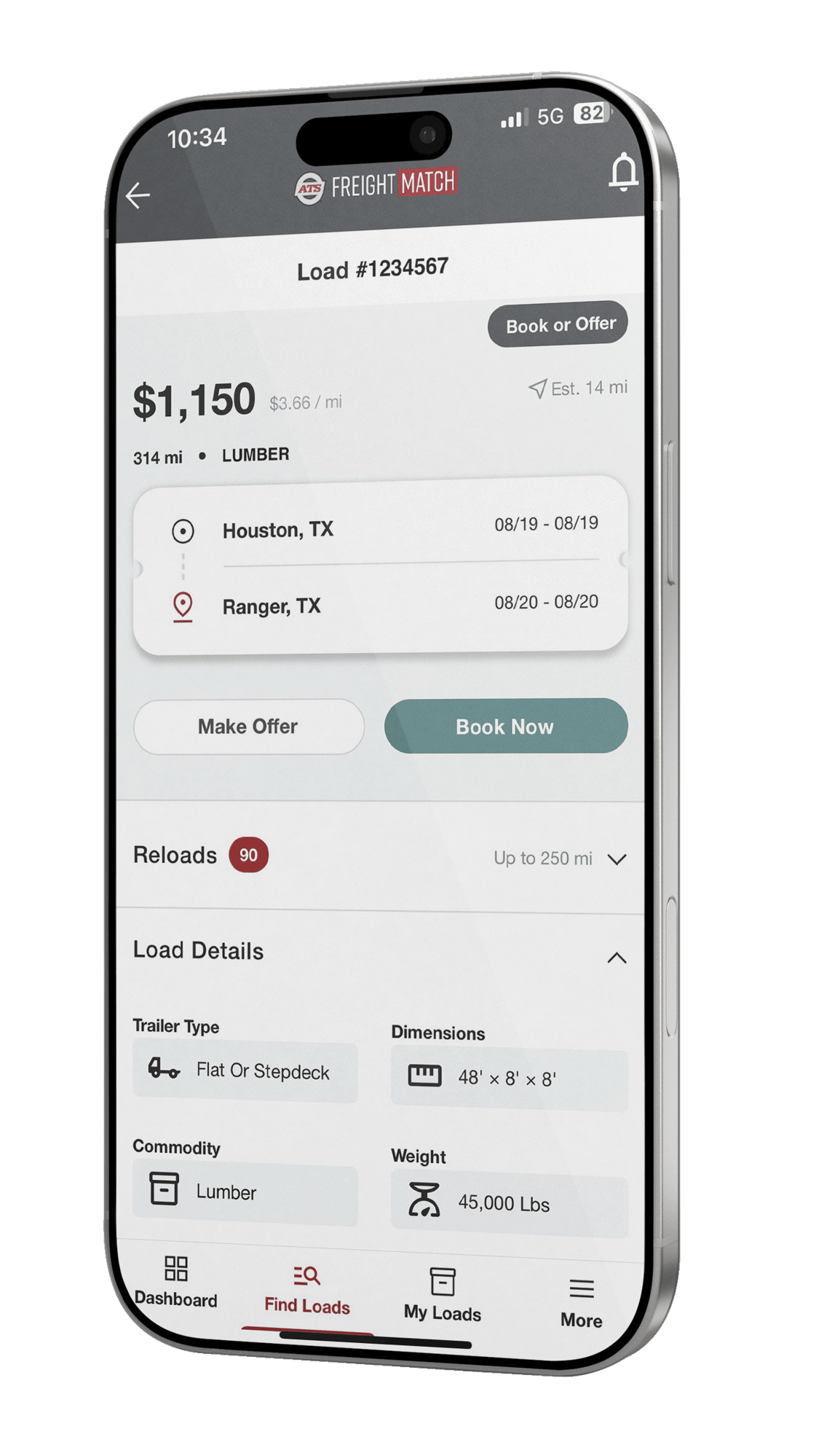 iPhoneFreightMatchBooking