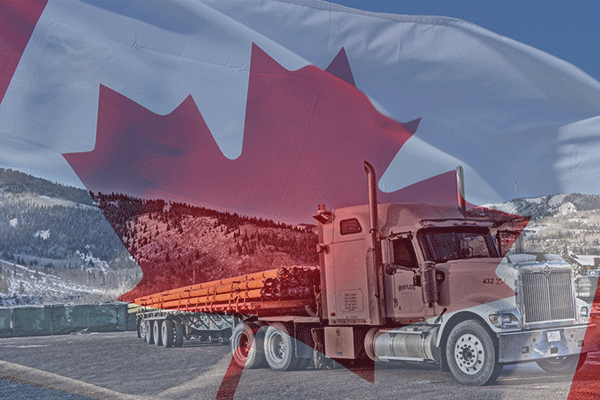 Freight shipment crossing the border